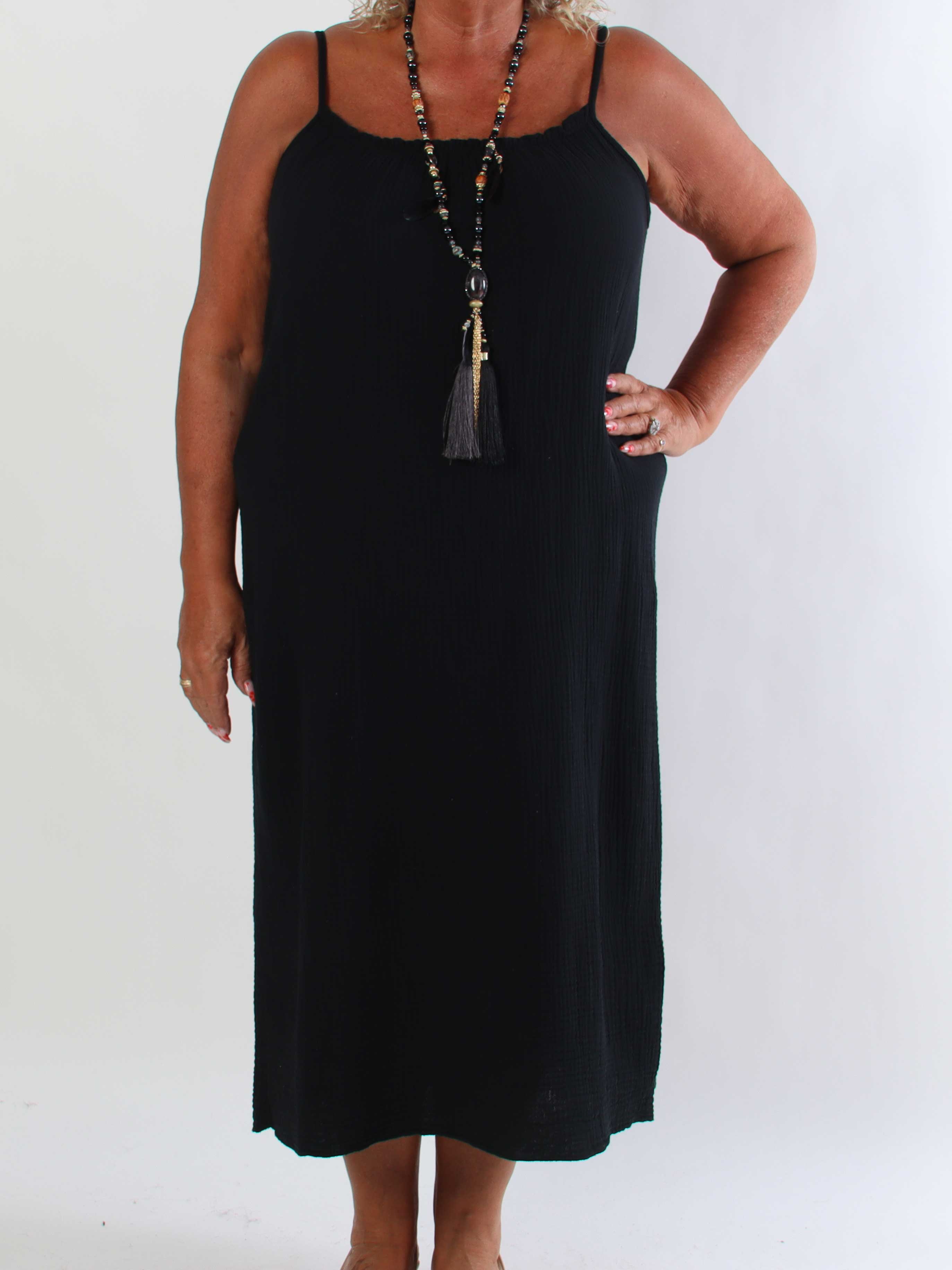 Kamma - Plus size stropkjole i blødt musselinbomuld